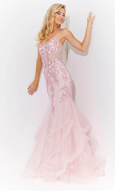 Jasz Couture 7566 - Illusion Corset Prom Dress Special Occasion Dress 00 / Pink