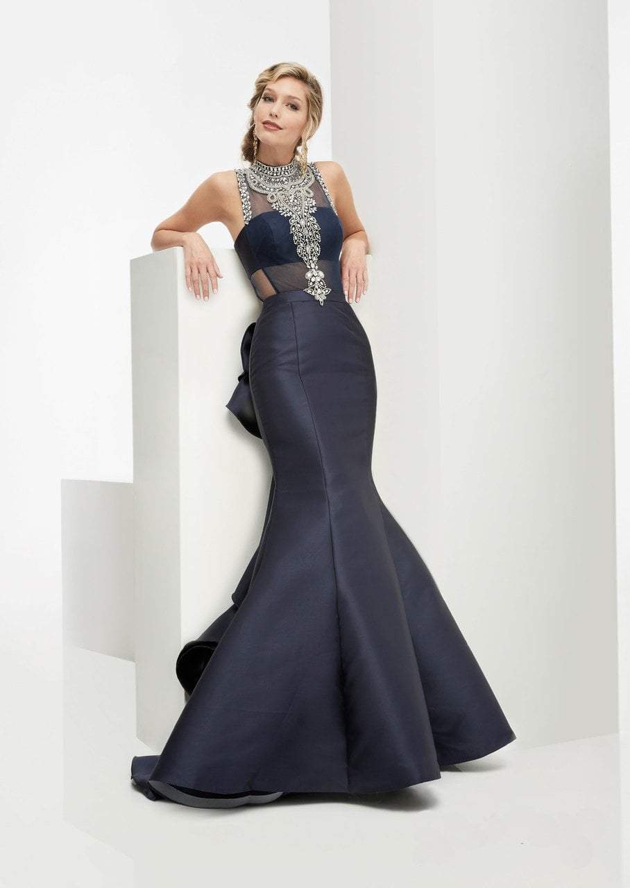 Jasz Couture - Crystal-Encrusted Mermaid Dress 5935 Special Occasion Dress 0 / Navy