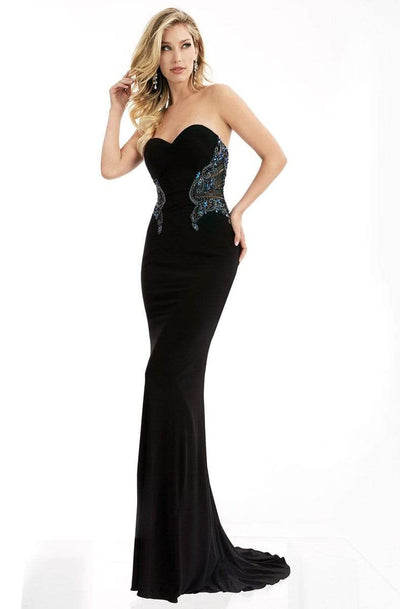 Jasz Couture - Strapless Beaded Long Gown 5982 Special Occasion Dress 0 / Black