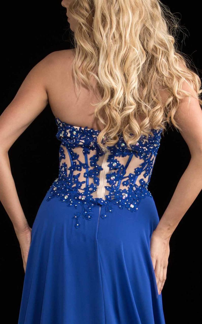 Jasz Couture - Strapless Lace Applique Gown 5813 Special Occasion Dress
