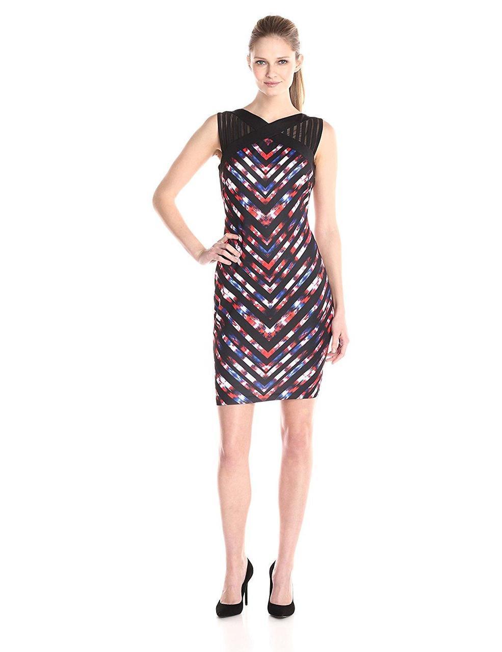 Jax - 1ZBJ93M Multi-Colored V Printed Dress - 1 pc Blue Multi In Size 6 Available CCSALE 6 / Blue Multi