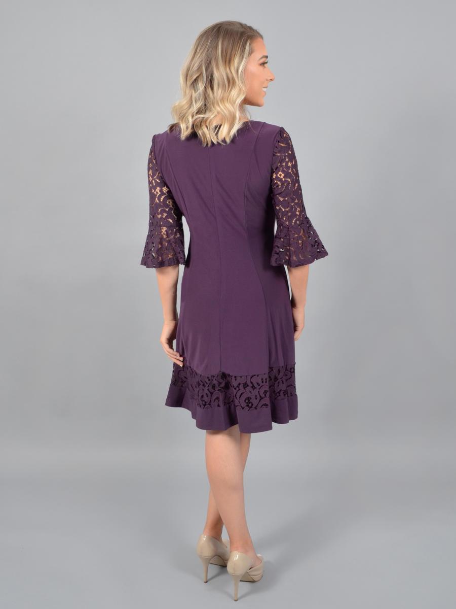 Jessica Howard - JH9M3024 Lace Embroidered Jersey A-Line Dress In Purple