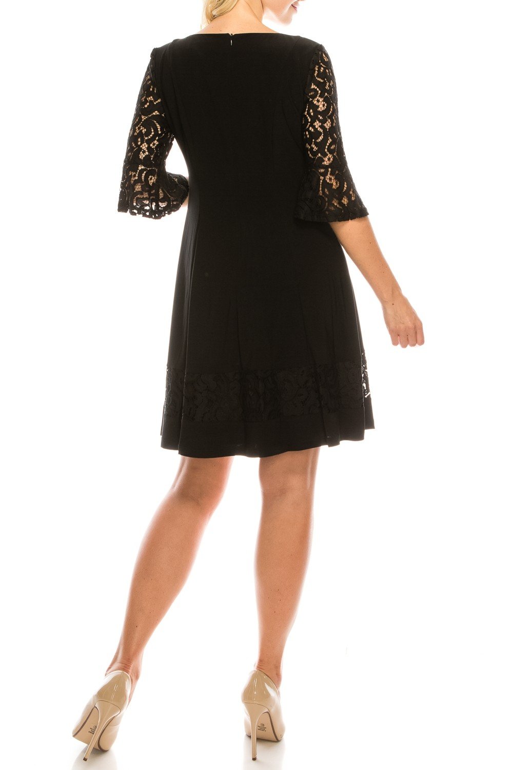 Jessica Howard - JH9M3024 Lace Embroidered Jersey A-Line Dress In Black