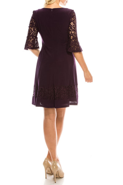 Jessica Howard - JH9M3024 Lace Embroidered Jersey A-Line Dress In Purple