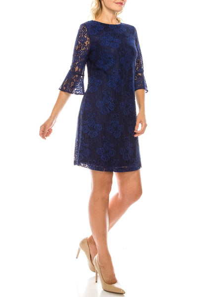 Jessica Howard - JH9M8463 Lace Bateau Sheath Dress In Blue