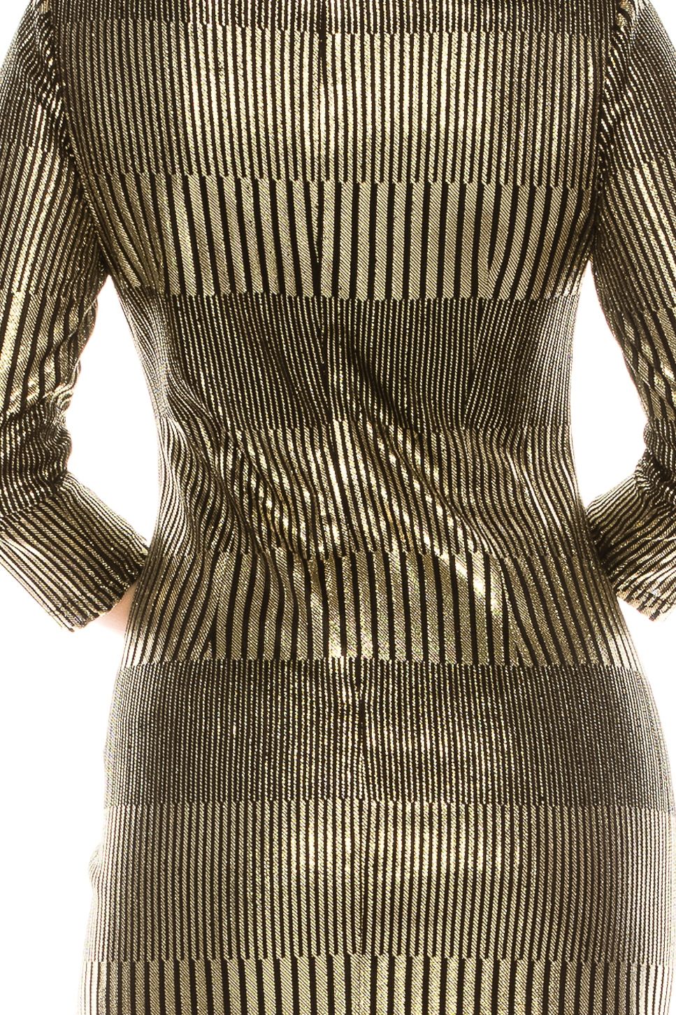 Jessica Howard - JH9M8699 Bateau Metallic Sheath Dress In Black and Gold
