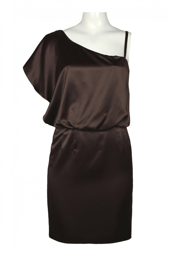 Jessica Simpson JS1R3164 - Short Satin Sheath Dress - One Shoulder Dolman  Sleeve, Adjustable Shoulder Strap, Side Hand Pocket, Mini-Length, Side Zip  With Hook-And-Eye Closure  ADASA