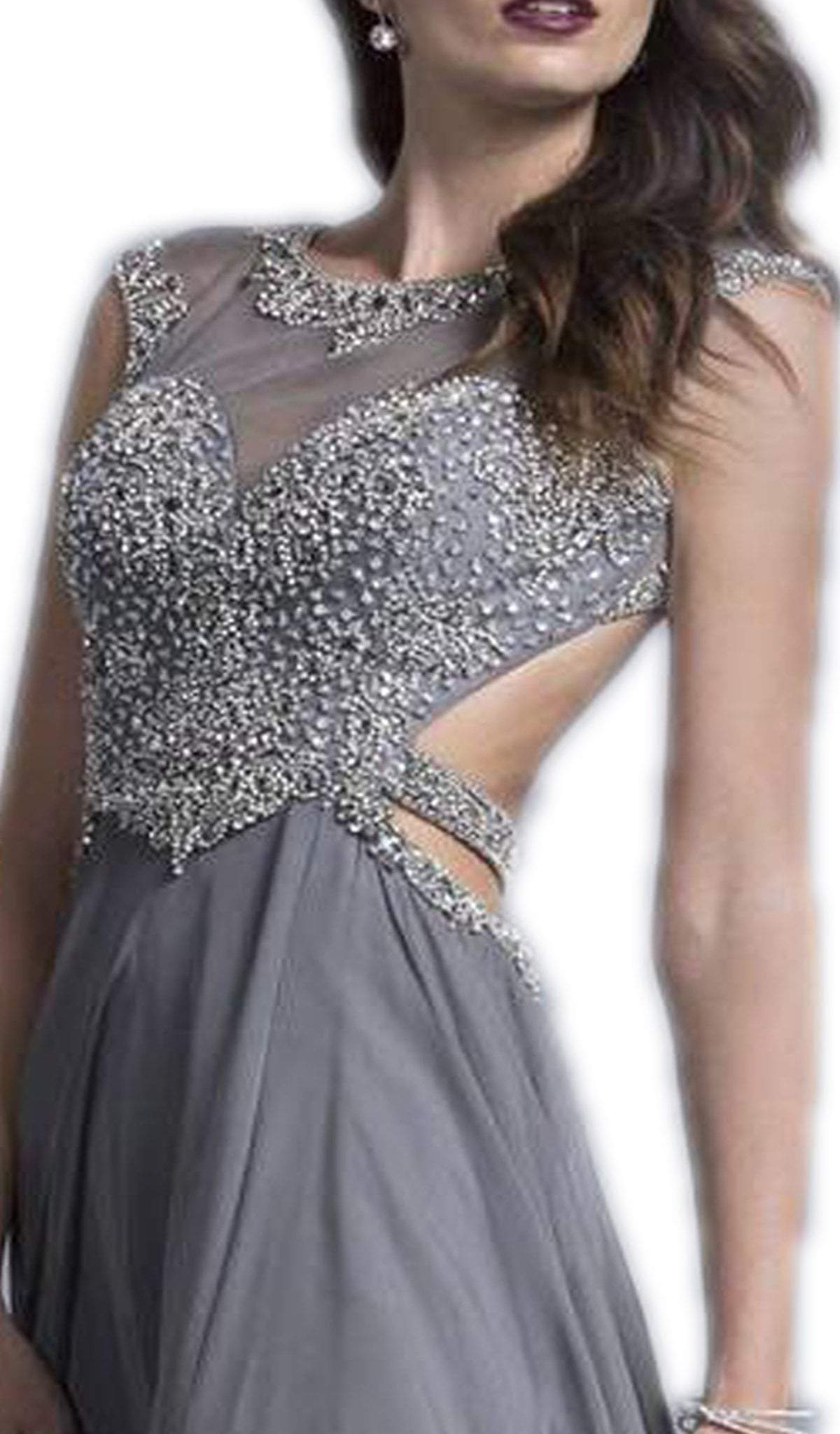 Jeweled Illusion Bateau Fitted Prod Dress Prom Dresses