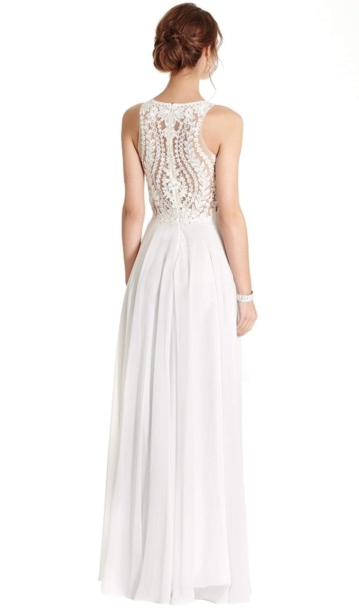 Jeweled Illusion Halter A-line Evening Dress Bridesmaid Dresses
