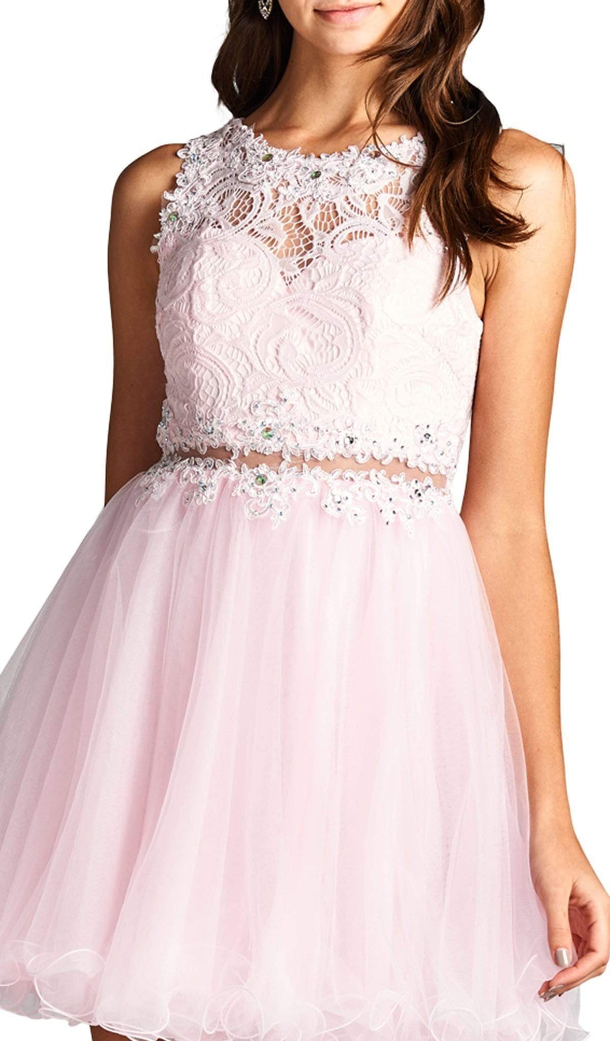 Jeweled Lace Illusion Jewel A-line Evening Dress Dress