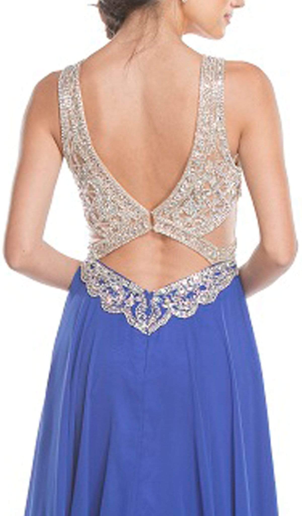 Jeweled Plunging V-neck Prom Dress Dress