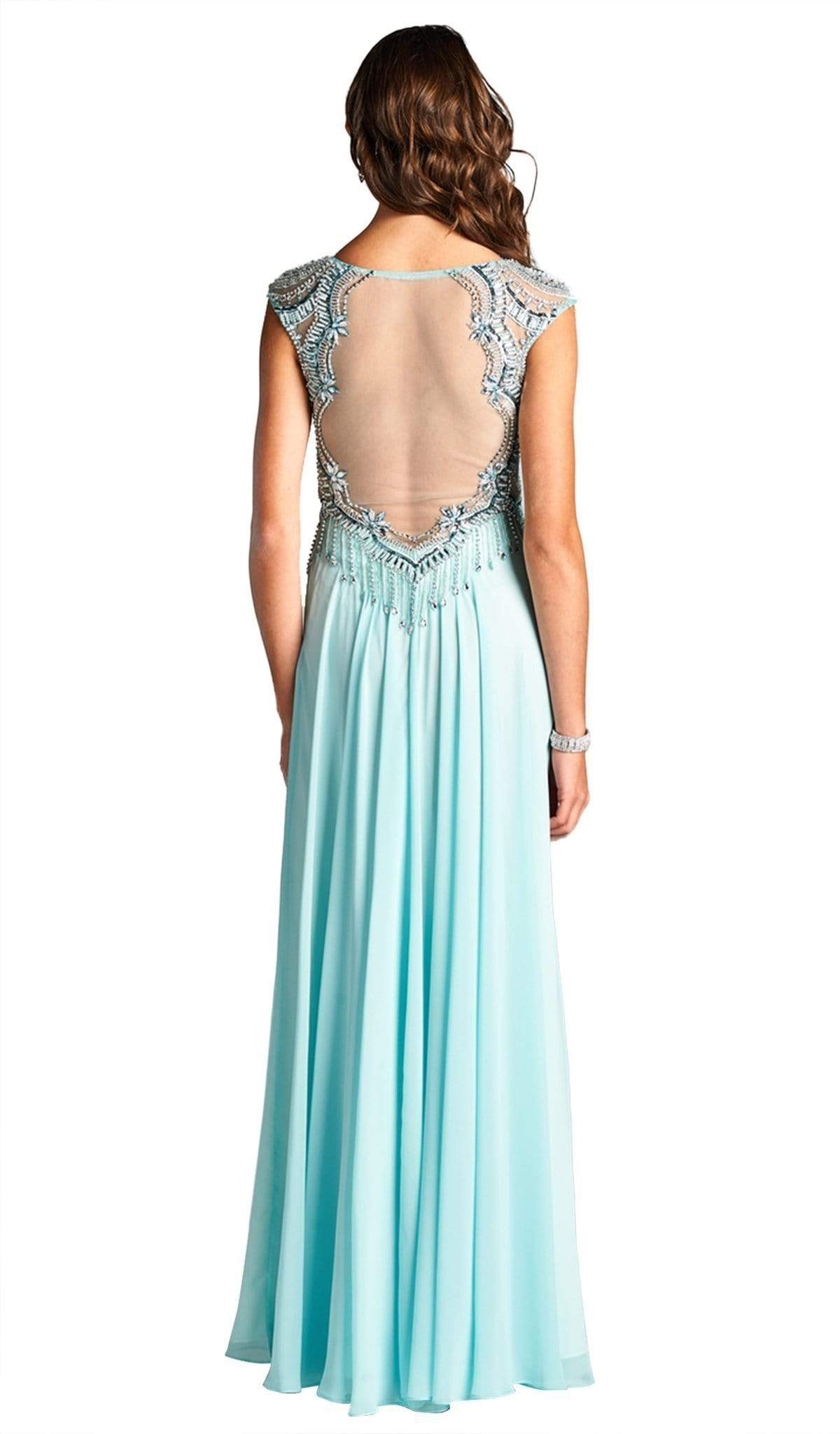 Jeweled V-neck A-line Evening Dress Prom Dresses