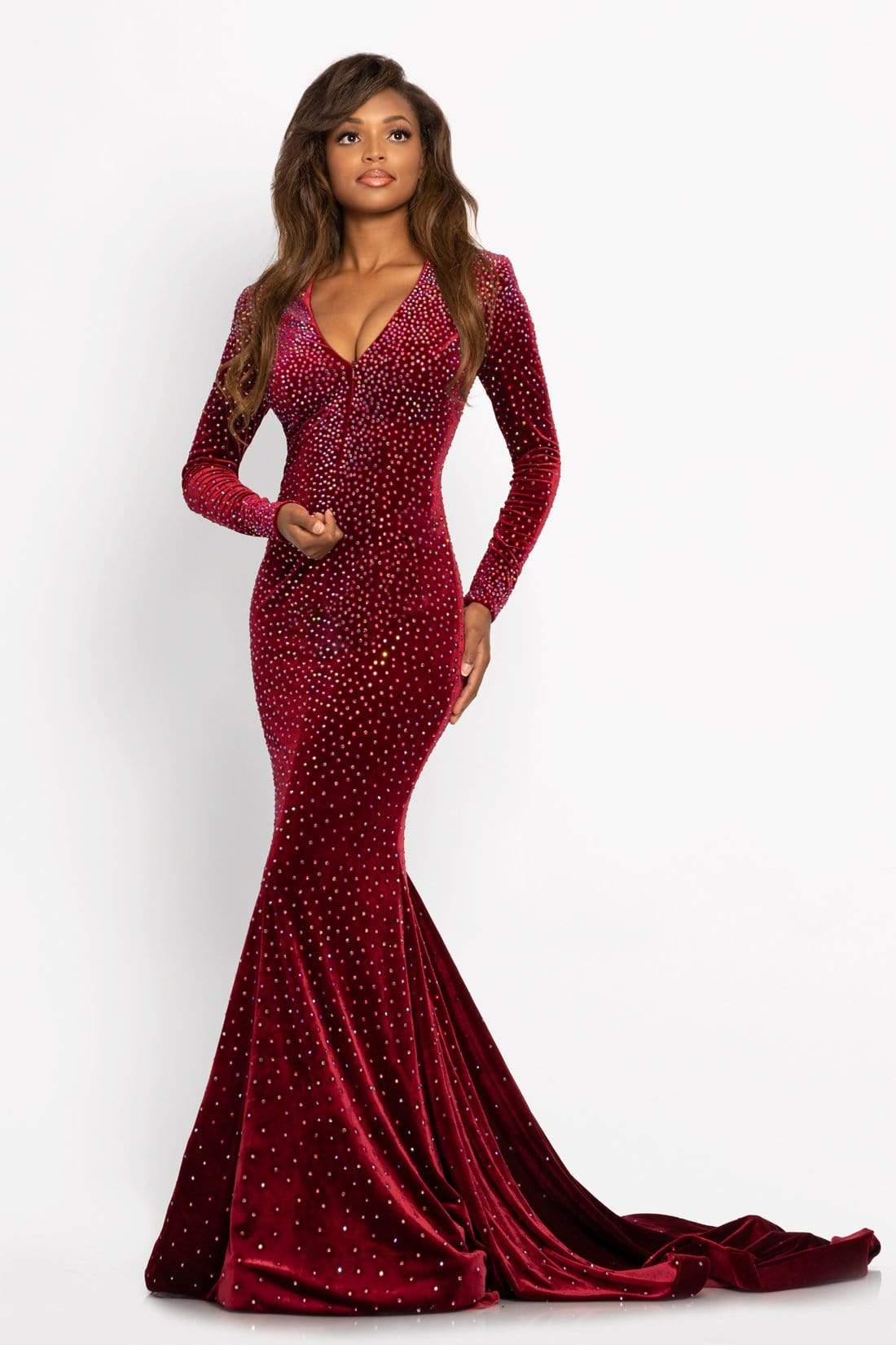 trumpet long sleeve dress Trumpet gown with detachable sleeve