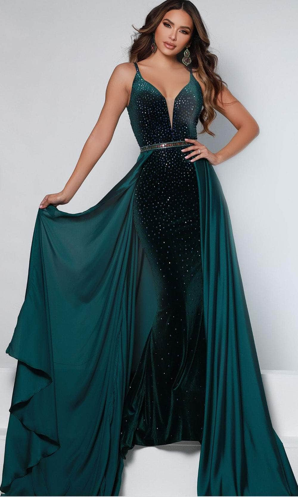 Johnathan Kayne - 2400 Sleeveless Stone Embellished Prom Gown Prom Dresses 0 / Sky Blue