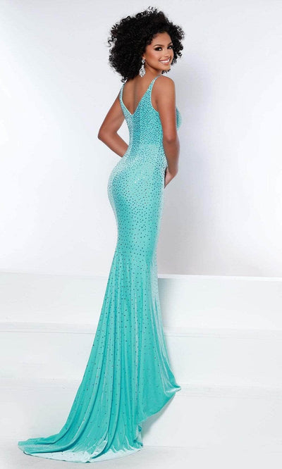 Johnathan Kayne - 2400 Sleeveless Stone Embellished Prom Gown Prom Dresses 0 / Sky Blue