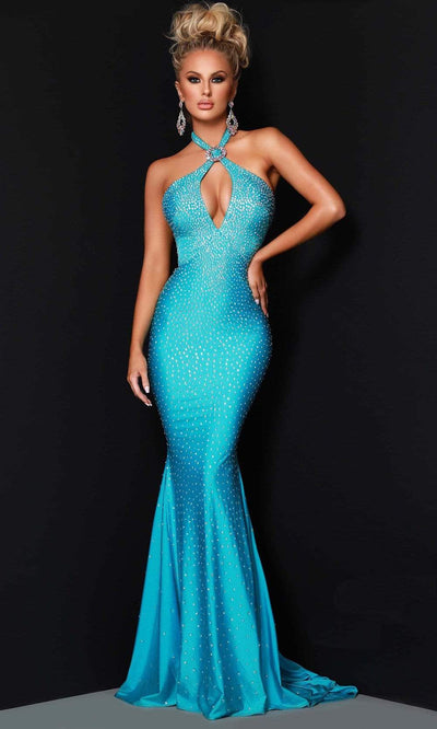 Johnathan Kayne - 2401 Criss Cross Featuring a Keyhole Prom Dresses 00 / Turquoise