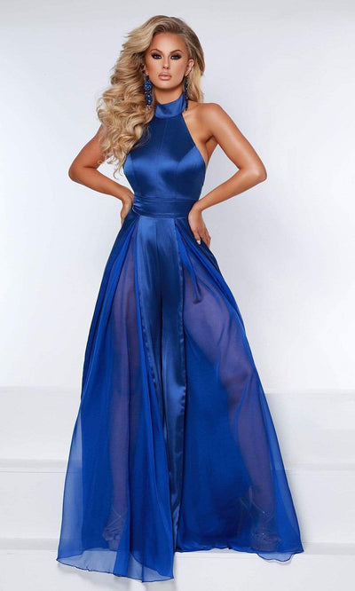 Johnathan Kayne - 2418 Halter Full Length Pantsuit Prom Dresses 00 / Royal