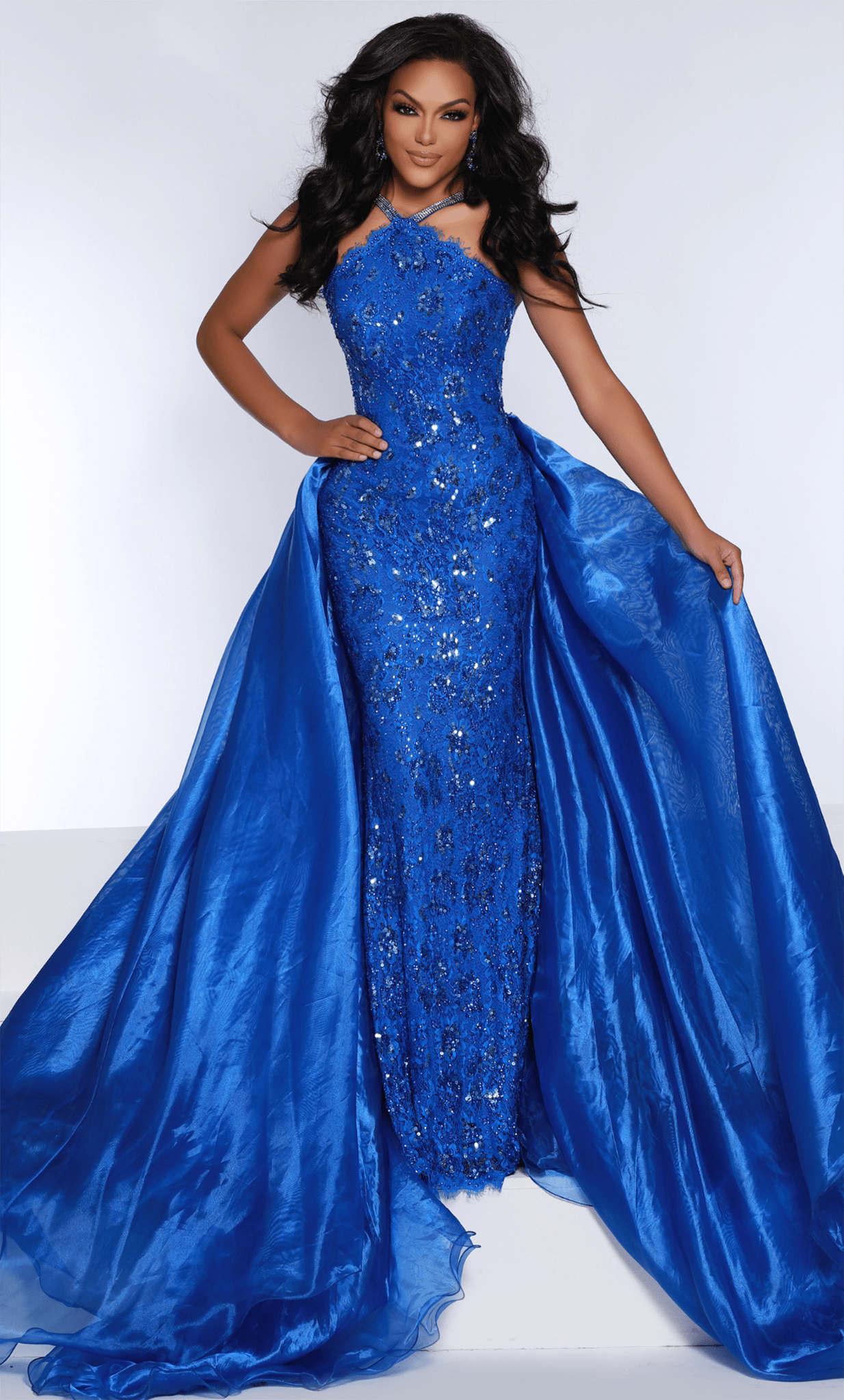 Johnathan Kayne 2618 - Lace Overskirt Evening Gown Special Occasion Dress 00 / Royal