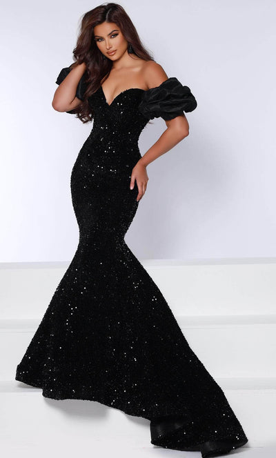Johnathan Kayne 2641 - Jeweled Mermaid Evening Gown In Black