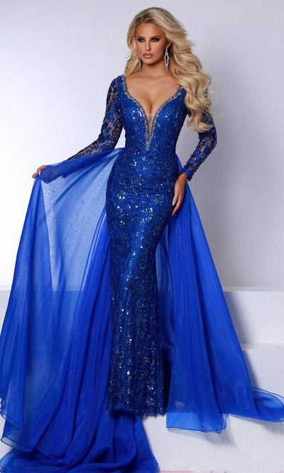 Johnathan Kayne 2732 - Lace Gown with Overskirt 00 / Royal