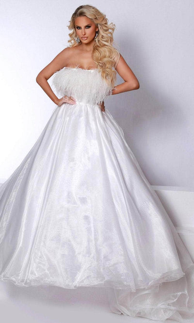 Johnathan Kayne 2739 - Feather Bodice Ballgown 00 / White