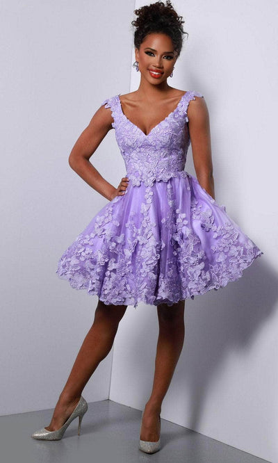 Johnathan Kayne 2772 - Lace A-Line Cocktail Dress 00 / Lilac