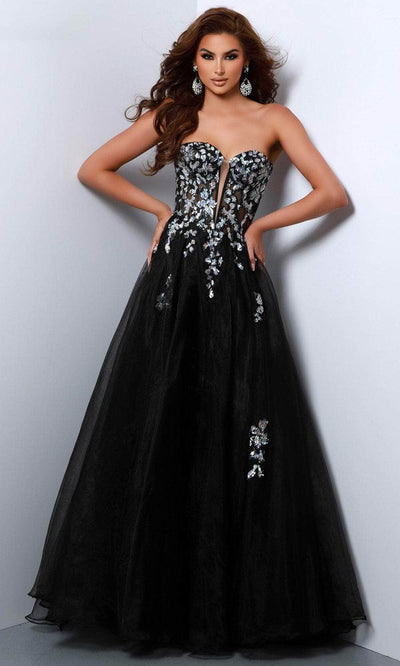 Johnathan Kayne 2809 - Strapless Corset Evening Dress Prom Dresses 00 /  Black