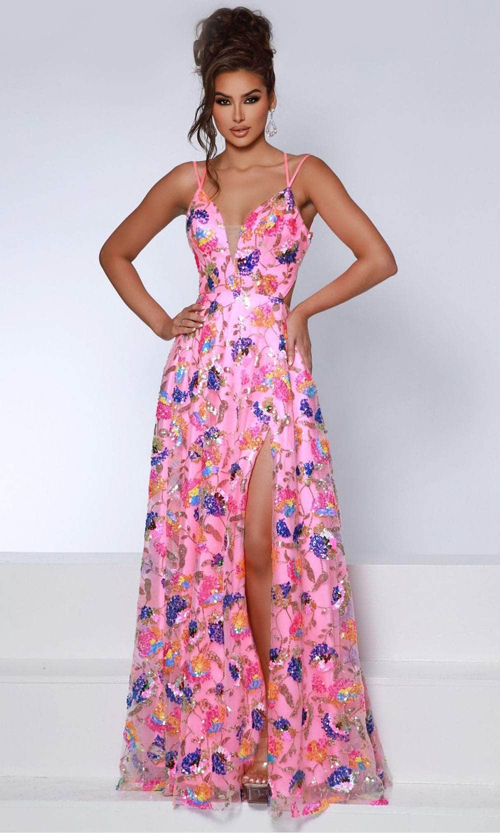 Johnathan Kayne 2813 - Floral Sequin Evening Dress Evening Dreses 
