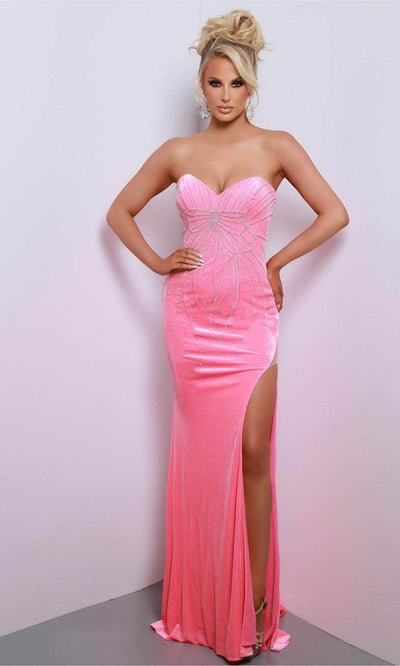 Johnathan Kayne 2822 - Beaded Velvet Evening Dress Evening Dresses 00 /  Flamingo