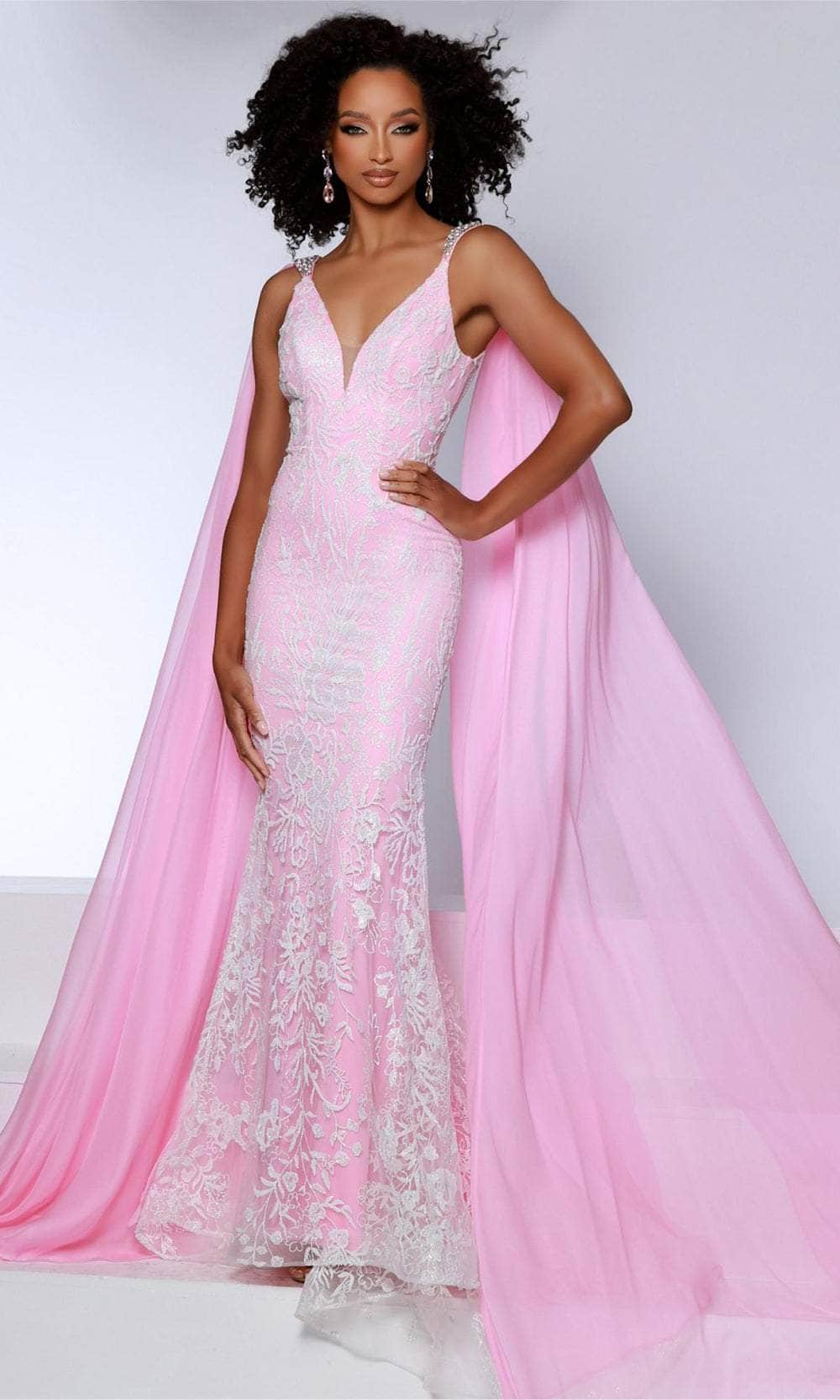 Johnathan Kayne 2826 - Floral Lace Mermaid Prom Dress Prom Dresses 00 /  Petal Pink