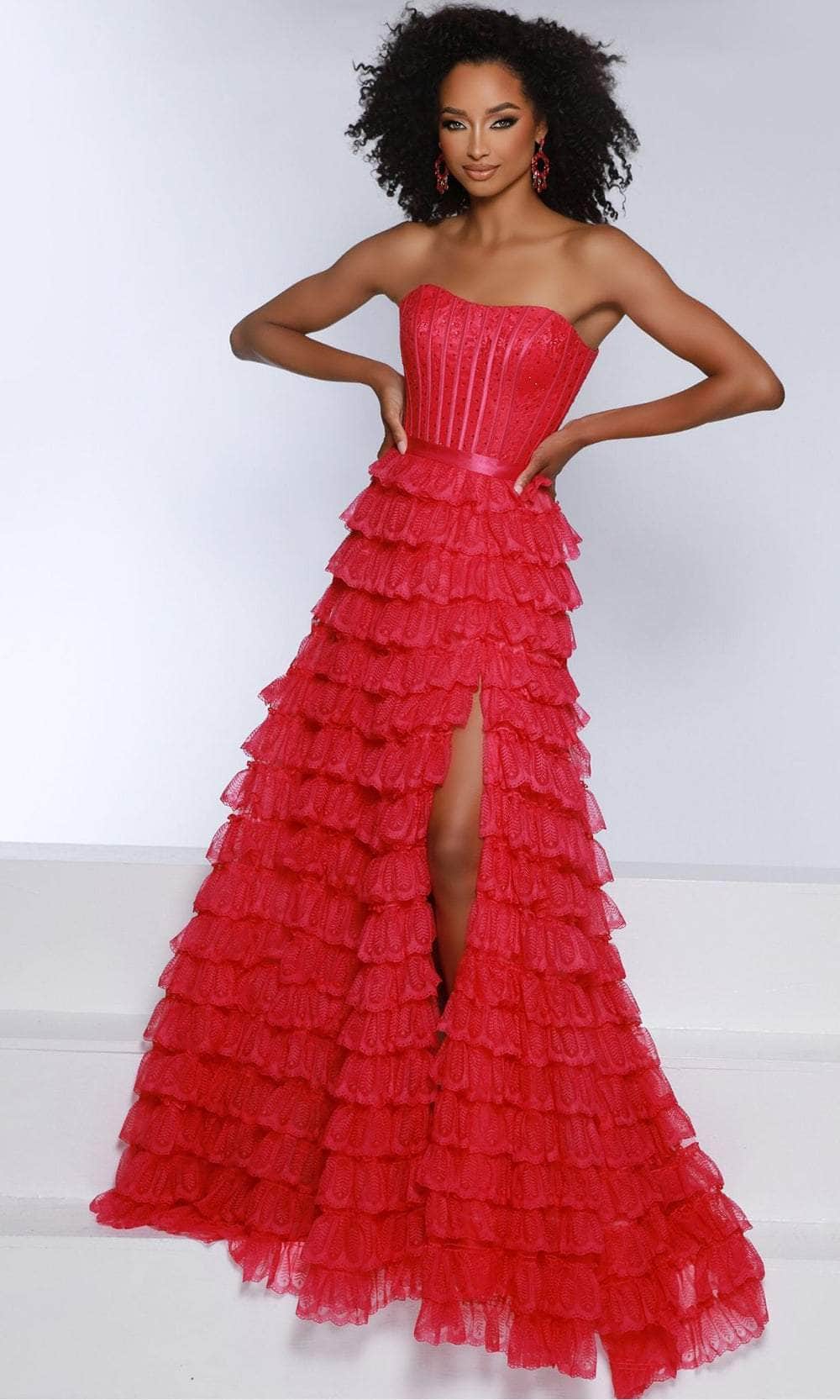 Johnathan Kayne 2862 - Tiered A-Line Prom Dress Prom Dresses 00 /  Fuchsia