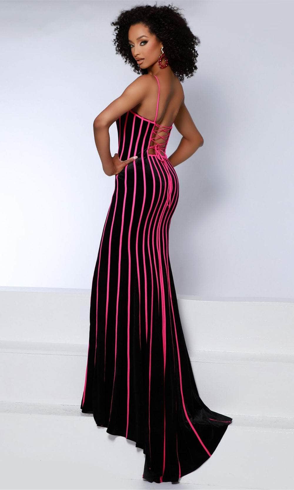 Johnathan Kayne 2863 - Lace-Up Back Striped Evening Dress Evening Dreses 
