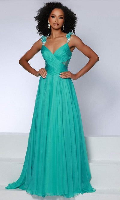 Johnathan Kayne 2903 - Shirred A-Line Evening Dress Prom Dresses 00 /  Aqua