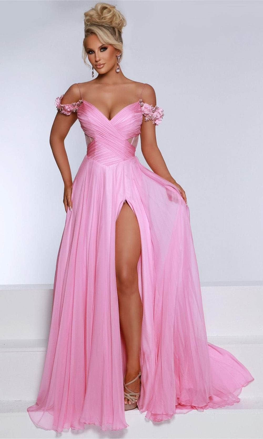 Johnathan Kayne 2903 - Shirred A-Line Evening Dress Prom Dresses 00 /  Petal Pink