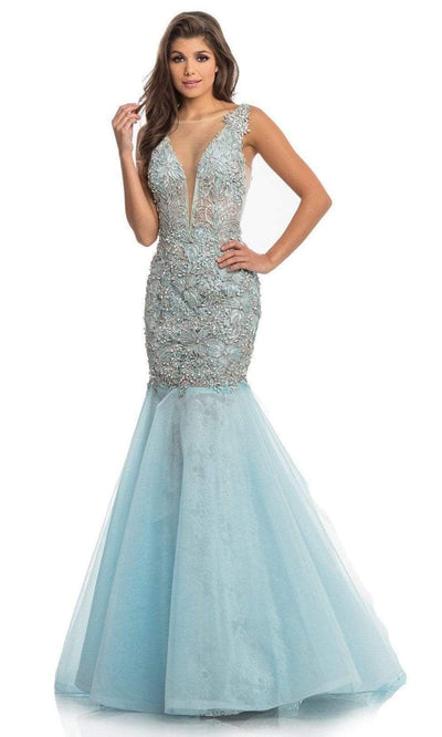 Johnathan Kayne - Embellished Sleeveless Scoop Back Long Gown 9035SC In Blue