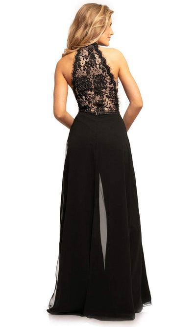 Johnathan Kayne - Beaded Lace Chiffon Jumpsuit with Overlay 9205 - 1 pc Black In Size 14 Available CCSALE 14 / Black