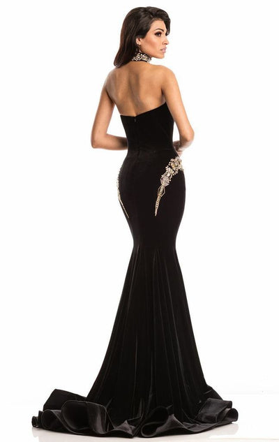 Johnathan Kayne - Art Deco Sweetheart Trumpet Gown 7226 CCSALE 10 / Black