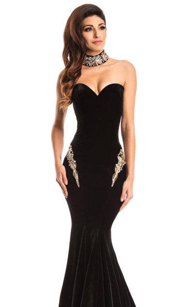 Johnathan Kayne - Art Deco Sweetheart Trumpet Gown 7226 CCSALE 10 / Black