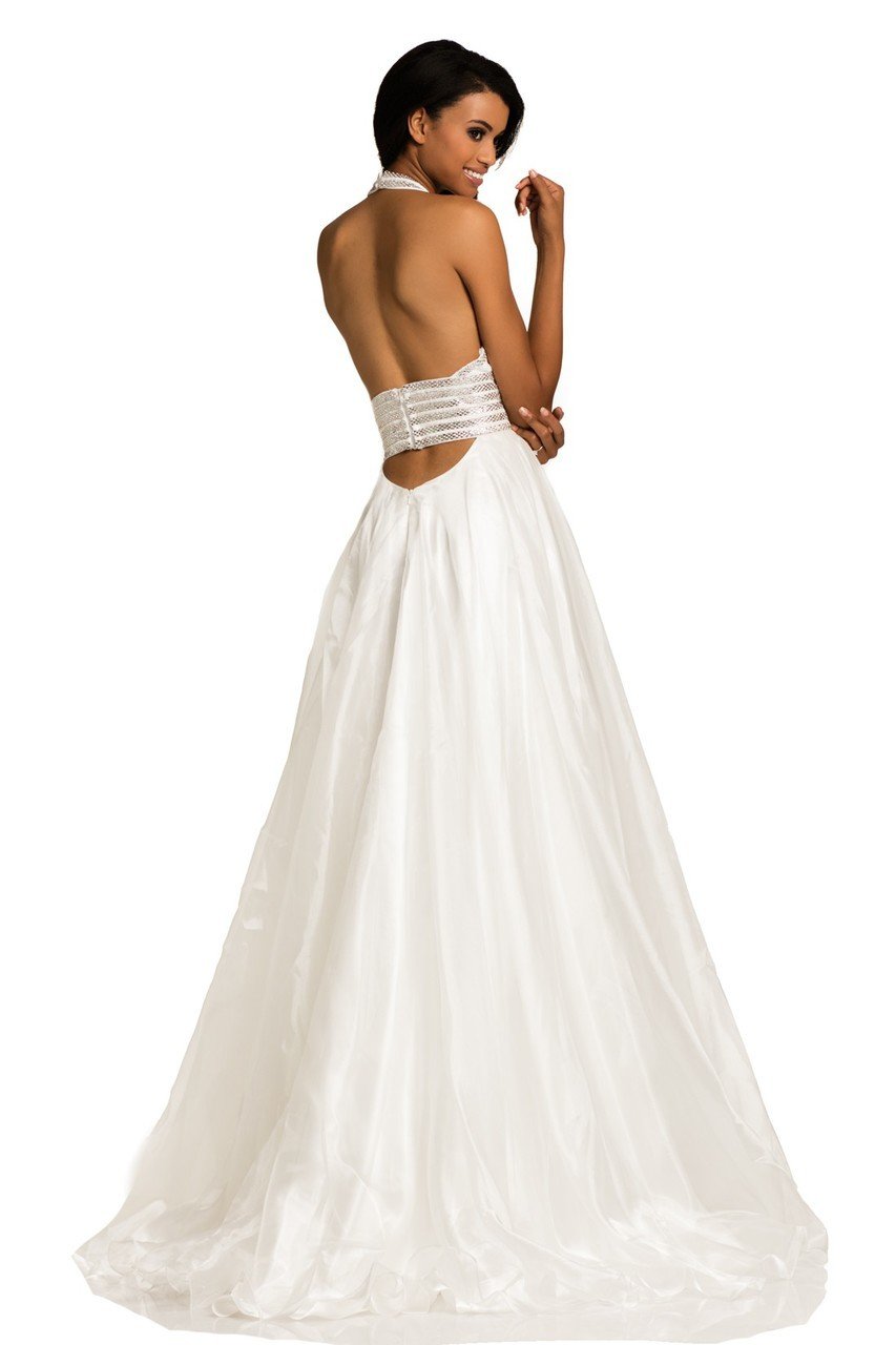 Johnathan Kayne Embellished Halter Evening Gown 8017 - 1 pc White In Size 4 Available CCSALE 4 / White