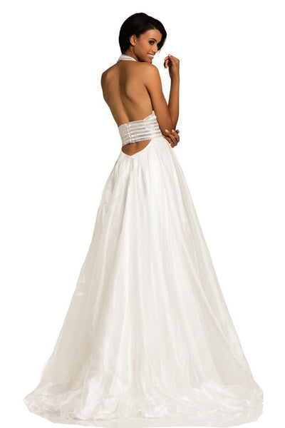 Johnathan Kayne Embellished Halter Evening Gown 8017 - 1 pc White In Size 4 Available CCSALE 4 / White