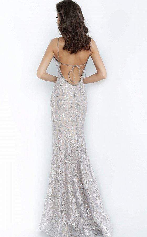 Jovani - 00355 Embroidered Scoop Neck Trumpet Dress Evening Dresses