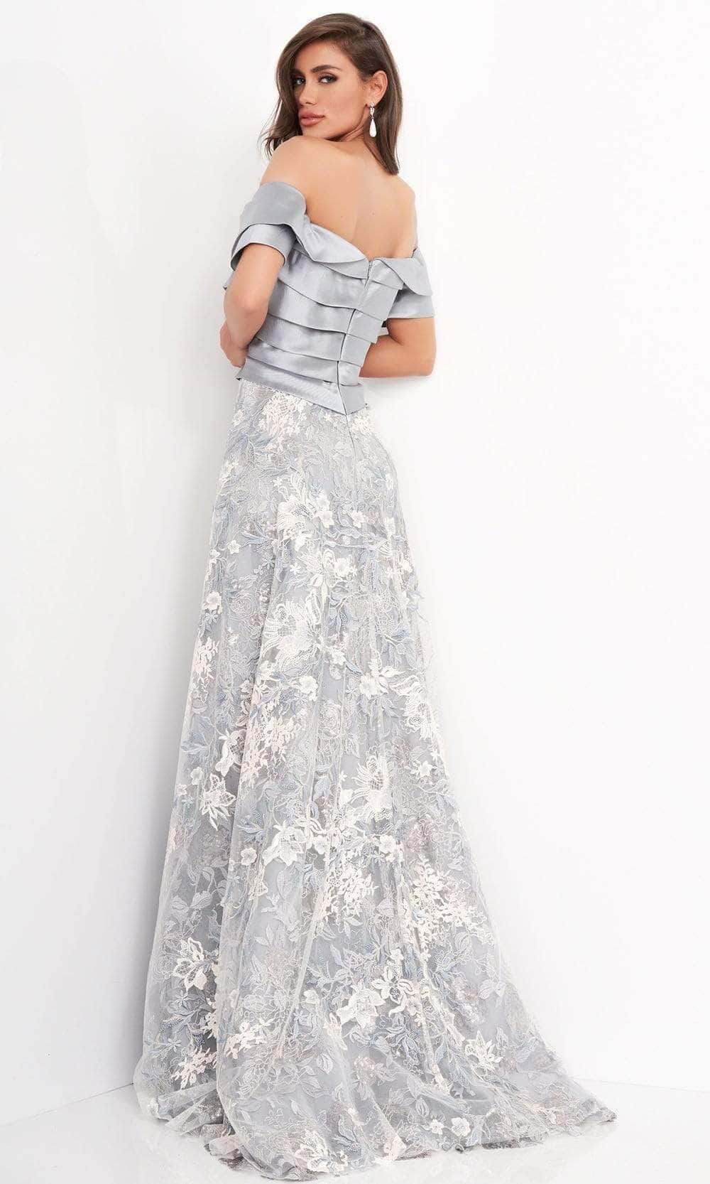 Jovani 02921SC - Short Sleeve Tiered Evening Gown Evening Dresses 24 / Grey Multi