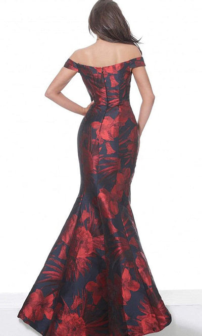 Jovani - 03932 Off Shoulder Floral Satin Mermaid Gown Evening Dresses