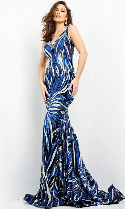Jovani - 06153 Sequin Plunging V Neck Trumpet Dress Prom Dresses