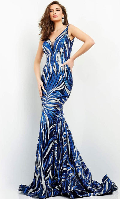 Jovani - 06153 Sequin Plunging V Neck Trumpet Dress Prom Dresses