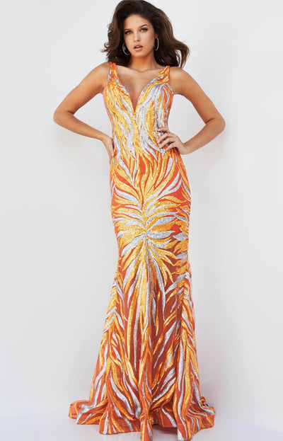 Jovani - 06153 Sequin Plunging V Neck Trumpet Dress Prom Dresses