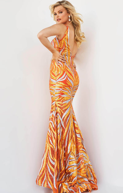 Jovani - 06153 Sequin Plunging V Neck Trumpet Dress Prom Dresses
