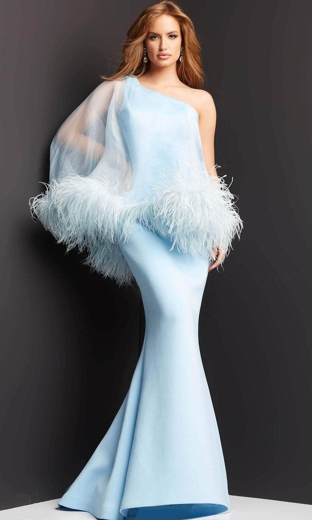 Jovani 07361 - Feathered Illusion Overlay Evening Dress Evening Dresses