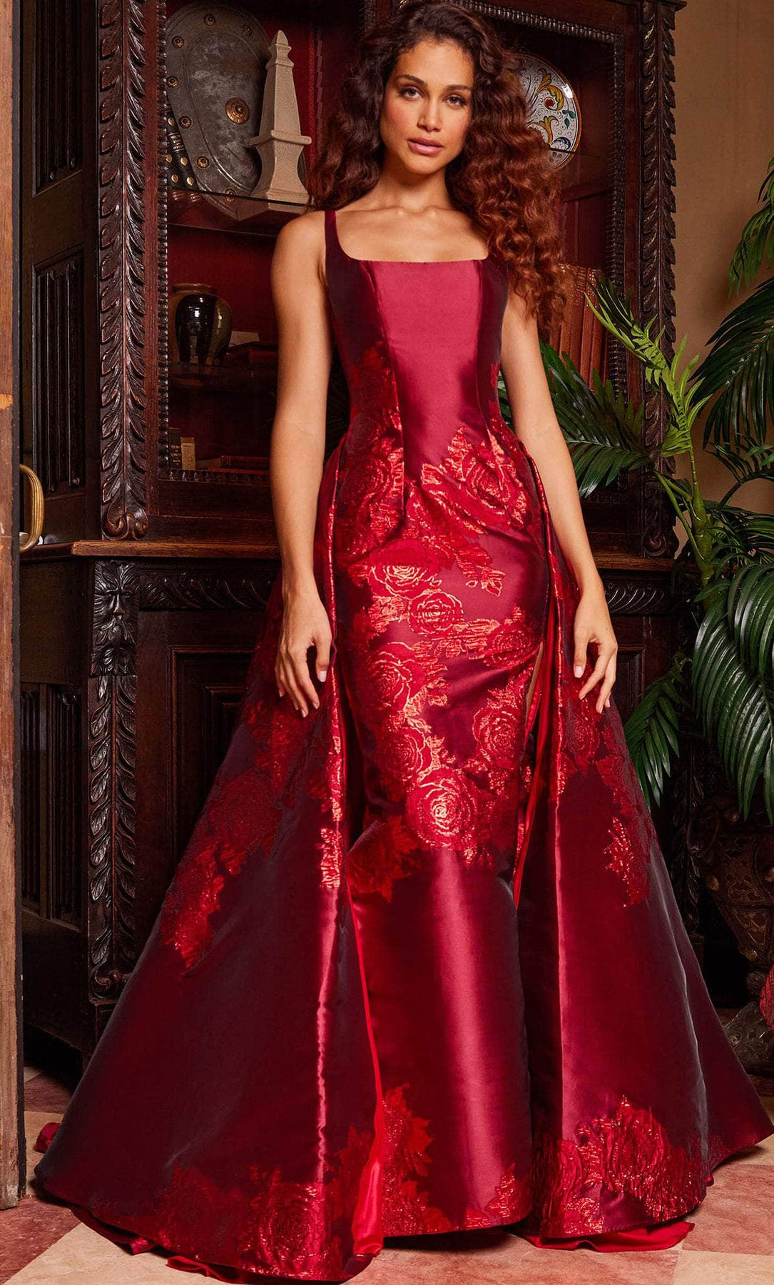 jovani red floral dress Jovani 47328 Long Formal Floral Print Ball Gown Prom Dress The Dress Outlet
