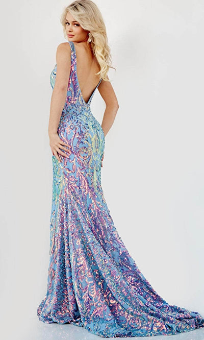 Jovani 08099 - Iridescent V-Neck Evening Gown Evening Dresses